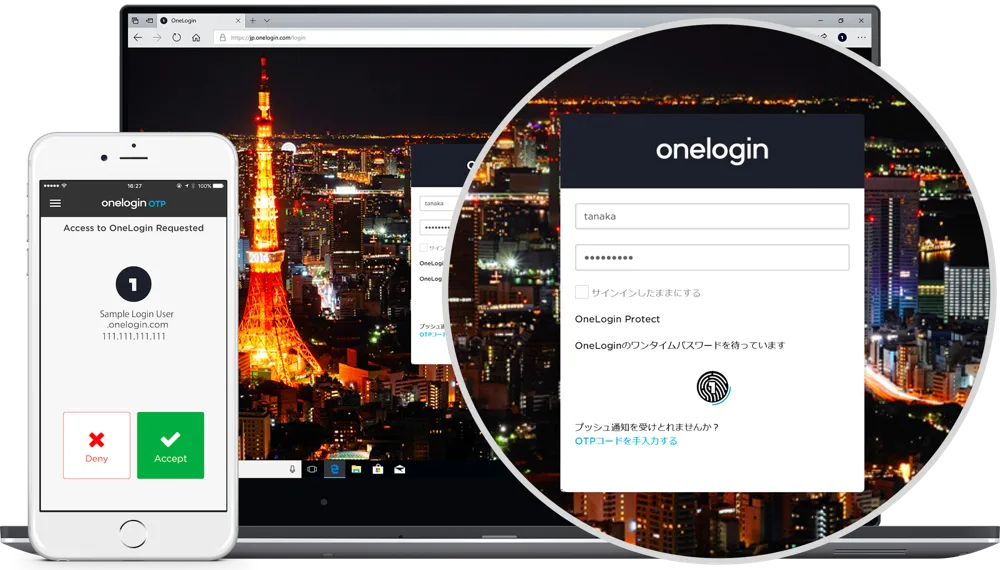 OneLoginログイン操作とOTP要求