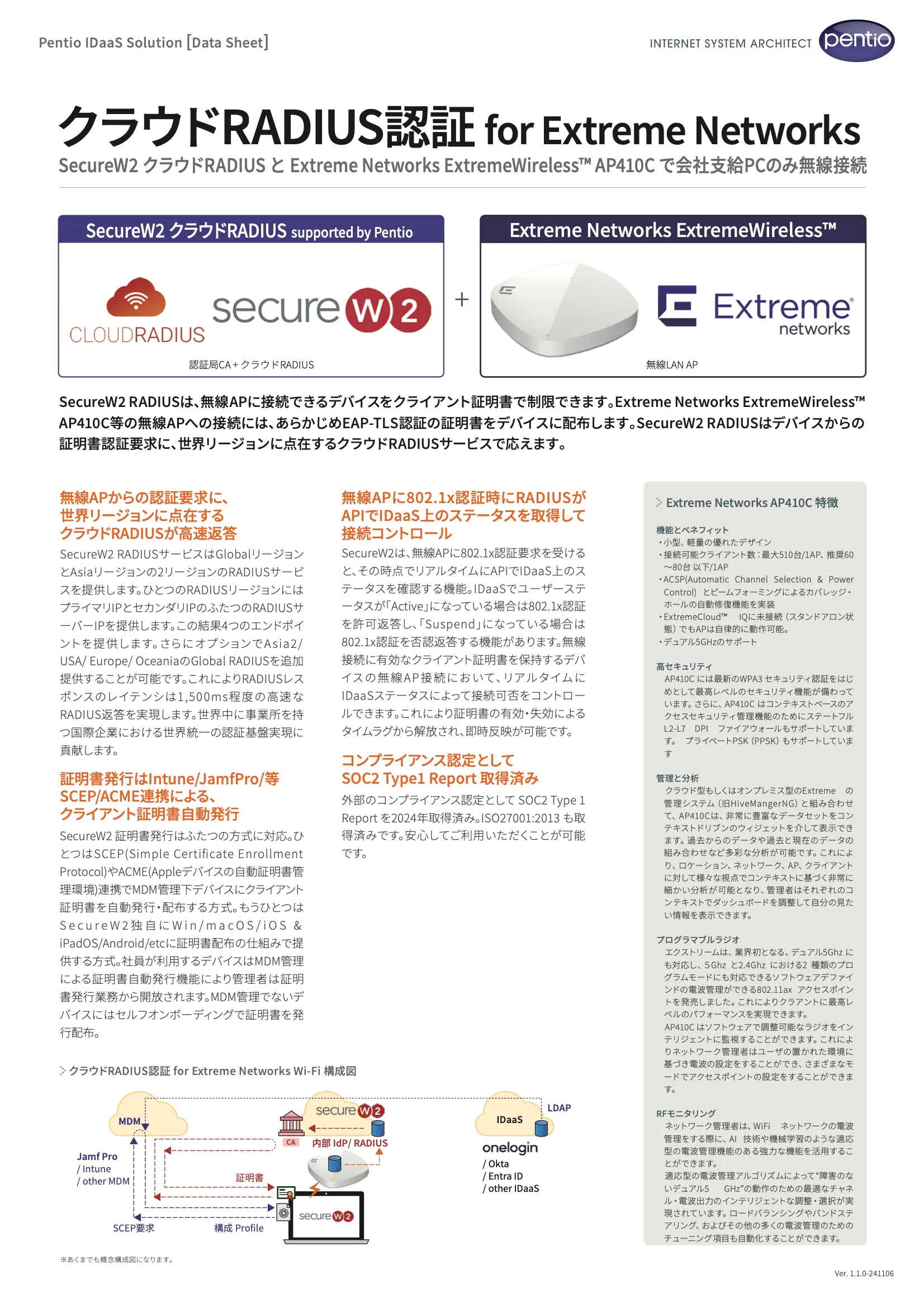 クラウドRADIUS認証 for Extreme Networksの資料画像